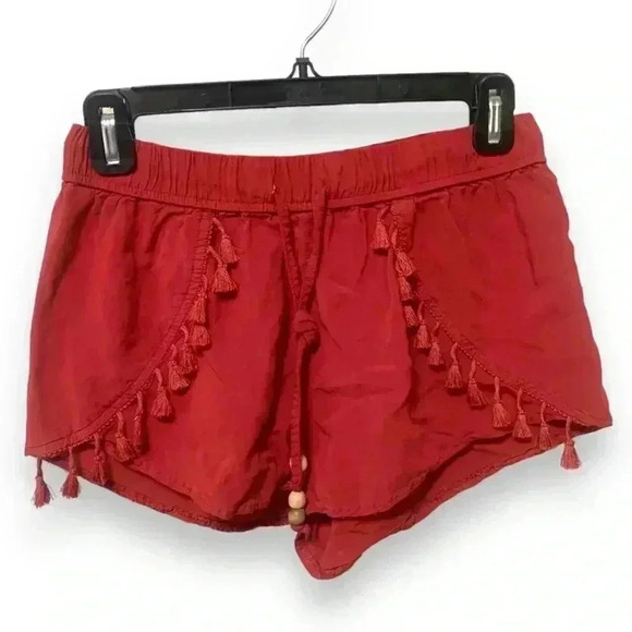 Atmosphere Red Lightweight Tassel Detail Drawstring Short Shorts - Picture 5 of 7
